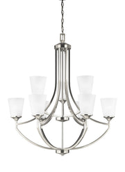 Hanford Nine Light Chandelier in Brushed Nickel