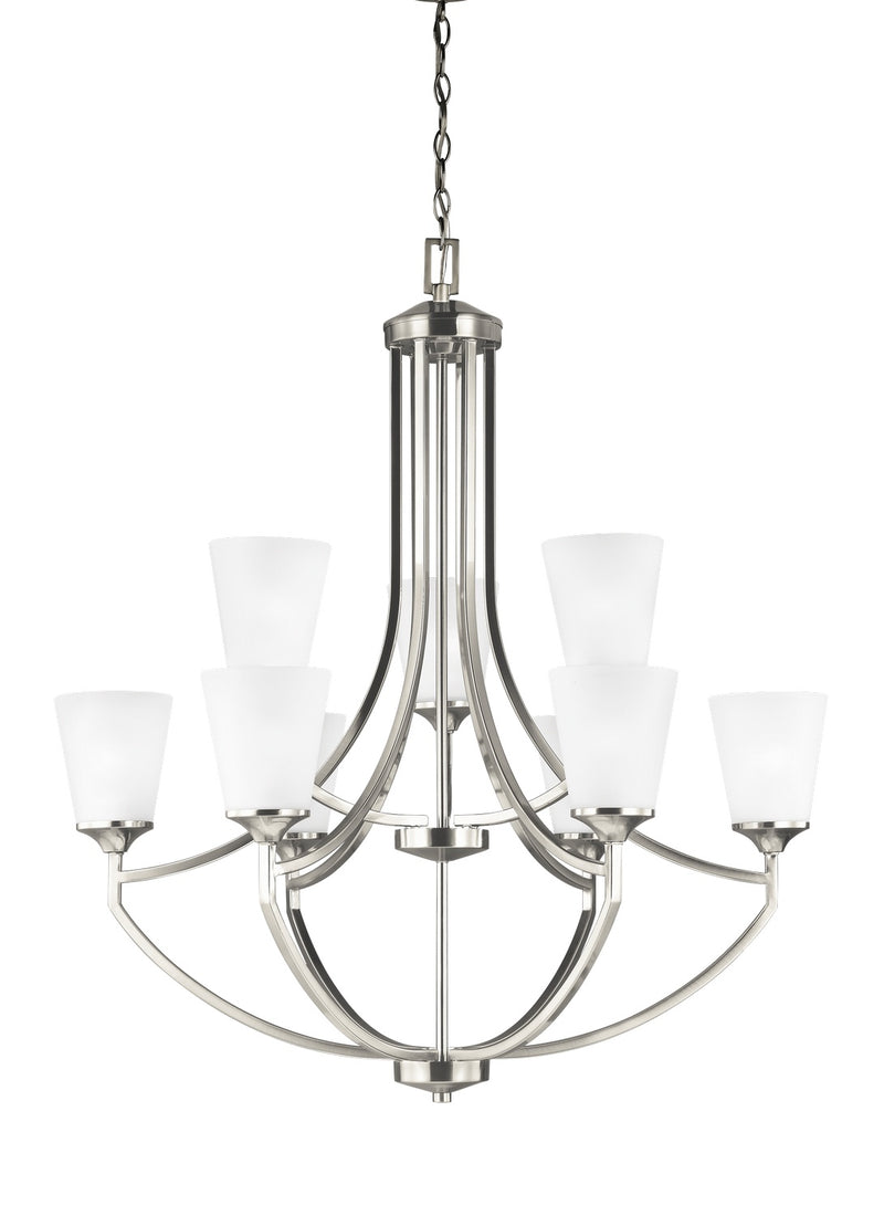 Hanford Nine Light Chandelier in Brushed Nickel