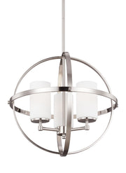 Alturas 3-Light Etched Glass Chandelier in Brushed Nickel