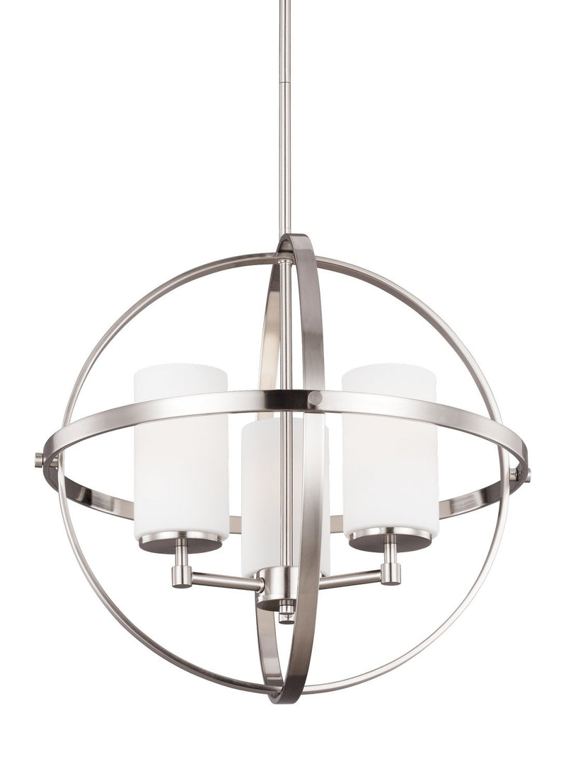 Alturas 3-Light Etched Glass Chandelier in Brushed Nickel