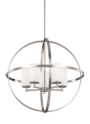 Alturas 5-Light Etched Glass Chandelier in Brushed Nickel
