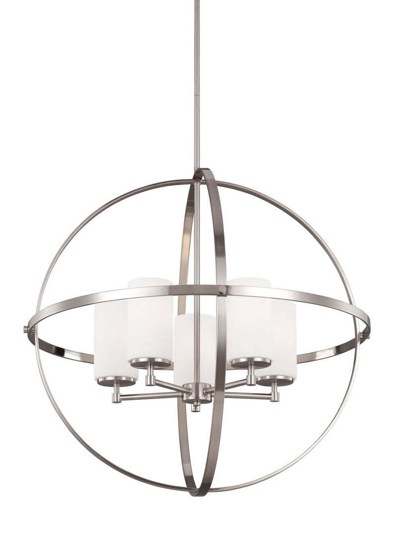 Alturas 5-Light Etched Glass Chandelier in Brushed Nickel