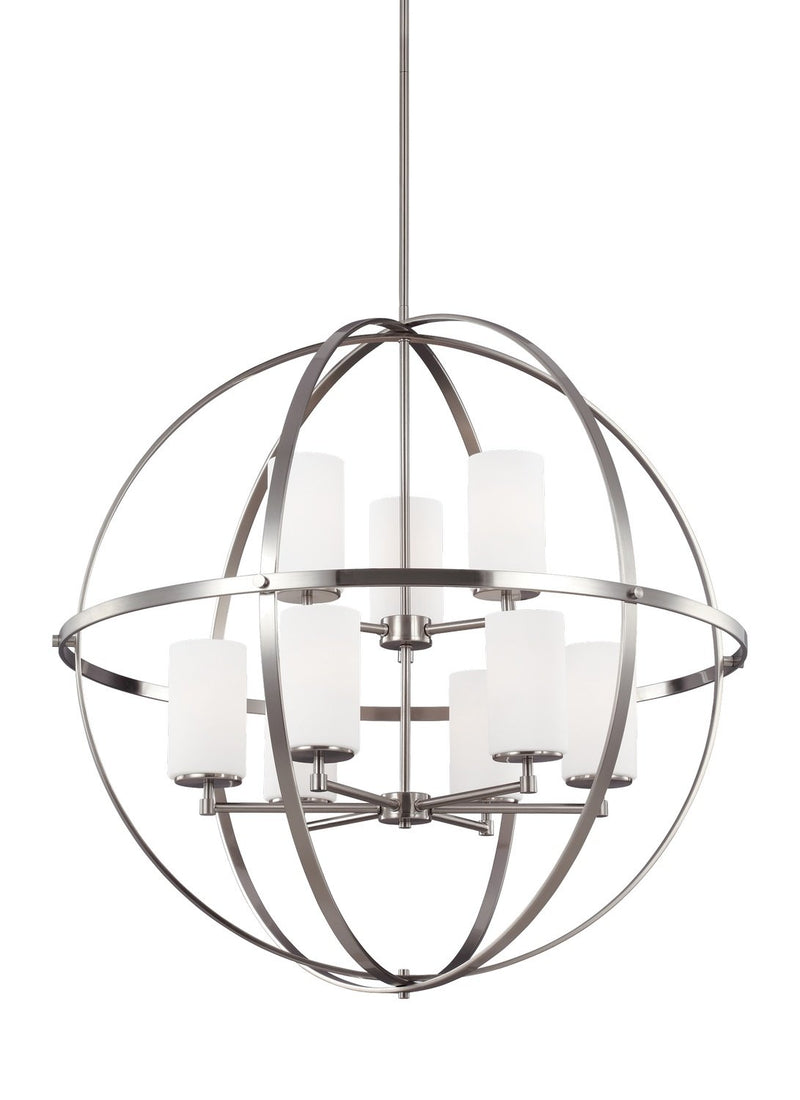 Alturas 9-Light Etched Glass Chandelier in Brushed Nickel
