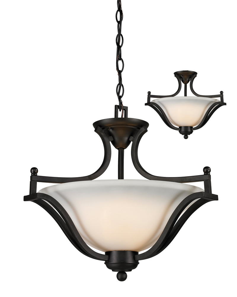 Lagoon 3 Light 19.5" Pendant in Matte Black