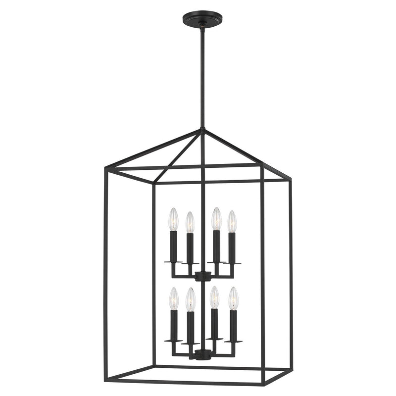 Perryton 19" 8-Light Foyer Pendant in Midnight Black