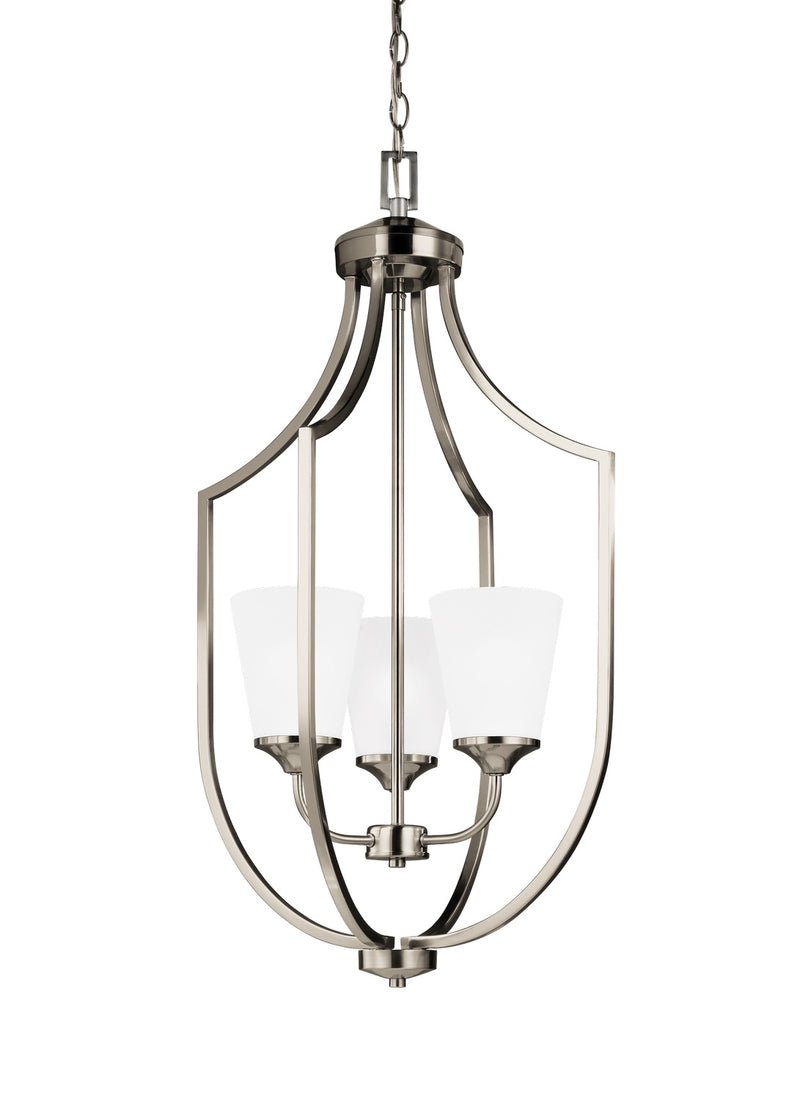 Hanford Three Light Hall / Foyer Pendant in Brushed Nickel