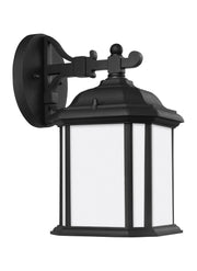 Kent Small Satin Etched Outdoor Wall Lantern in Black