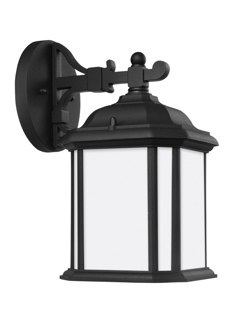 Kent Small Satin Etched Outdoor Wall Lantern in Black