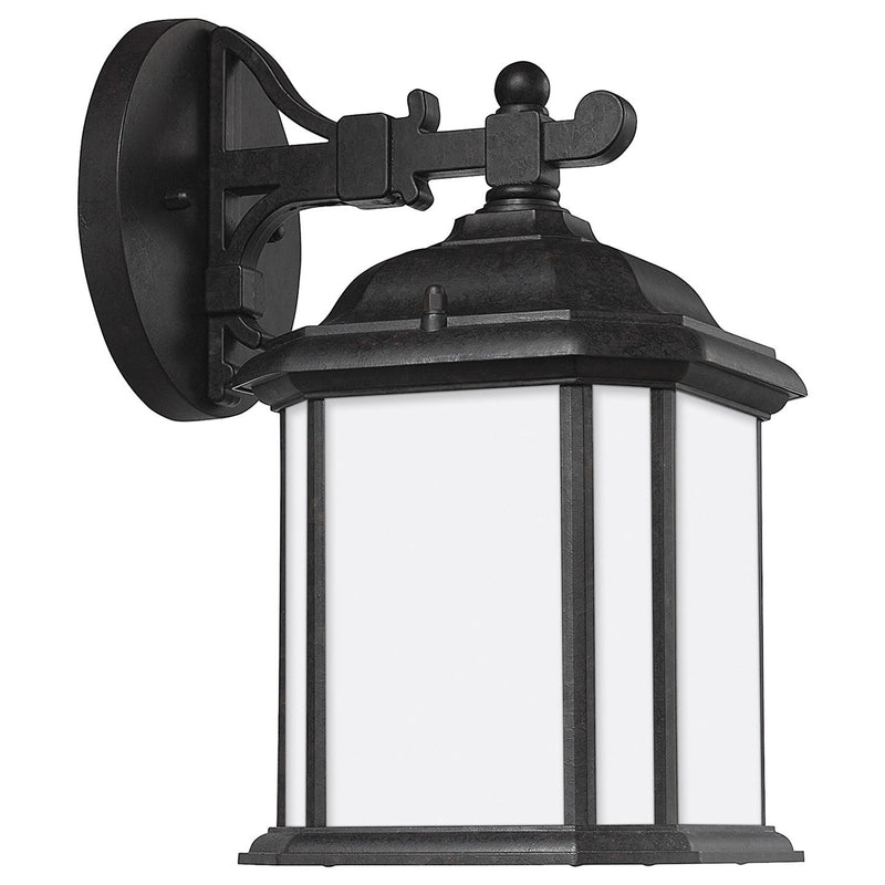Kent Small Satin Etched Outdoor Wall Lantern in Oxford Bronze