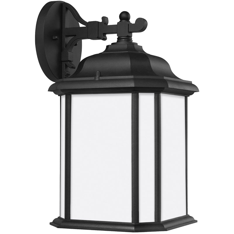Kent Large Satin Etched Outdoor Wall Lantern in Black