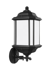 Kent Extra-Large Satin Etched Outdoor Wall Lantern in Black