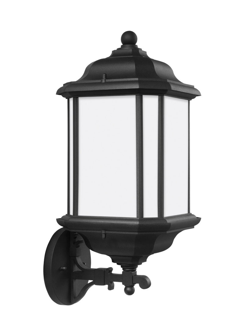 Kent Extra-Large Satin Etched Outdoor Wall Lantern in Black