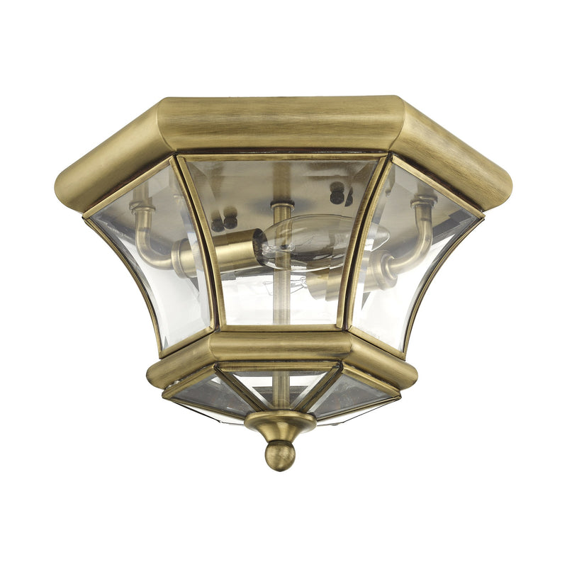 Monterey 2-Light Outdoor Flush Mount in Antique Brass