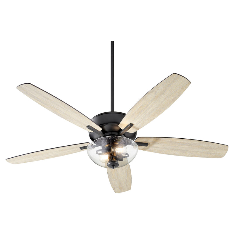 Breeze 52" 5-Blade Ceiling Fan with 2 Light Bowl Option in Textured Black