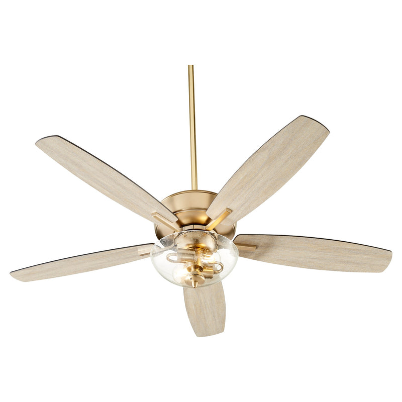 Breeze 52" 5-Blade Ceiling Fan with 2 Light Bowl Option in Aged Brass