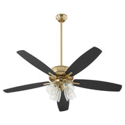 Breeze 52" 5-Blade Ceiling Fan with 3 or 4 Light Kit in Aged Brass