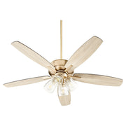 Breeze 52" 5-Blade Ceiling Fan with 3 or 4 Light Kit in Aged Brass