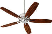 Breeze 52" 5-Blade Ceiling Fan with 2 Light Bowl Option in Satin Nickel