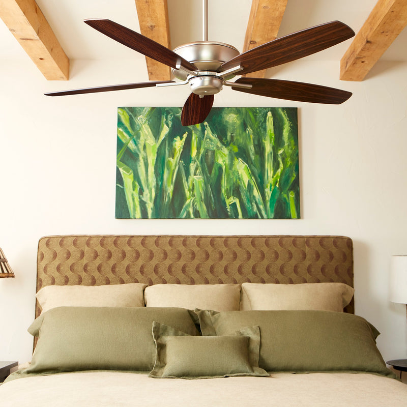 Breeze 52" 5-Blade Ceiling Fan with 2 Light Bowl Option in Satin Nickel