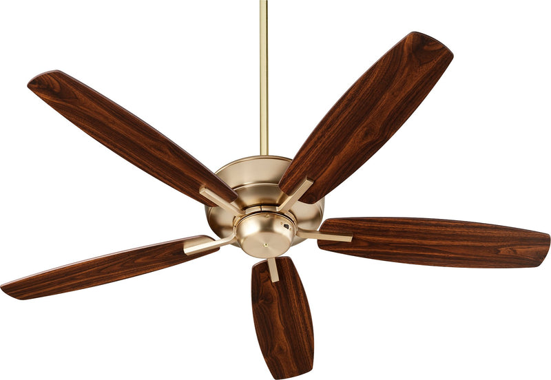 Breeze 52" 5-Blade Ceiling Fan with 2 Light Bowl Option in Aged Brass
