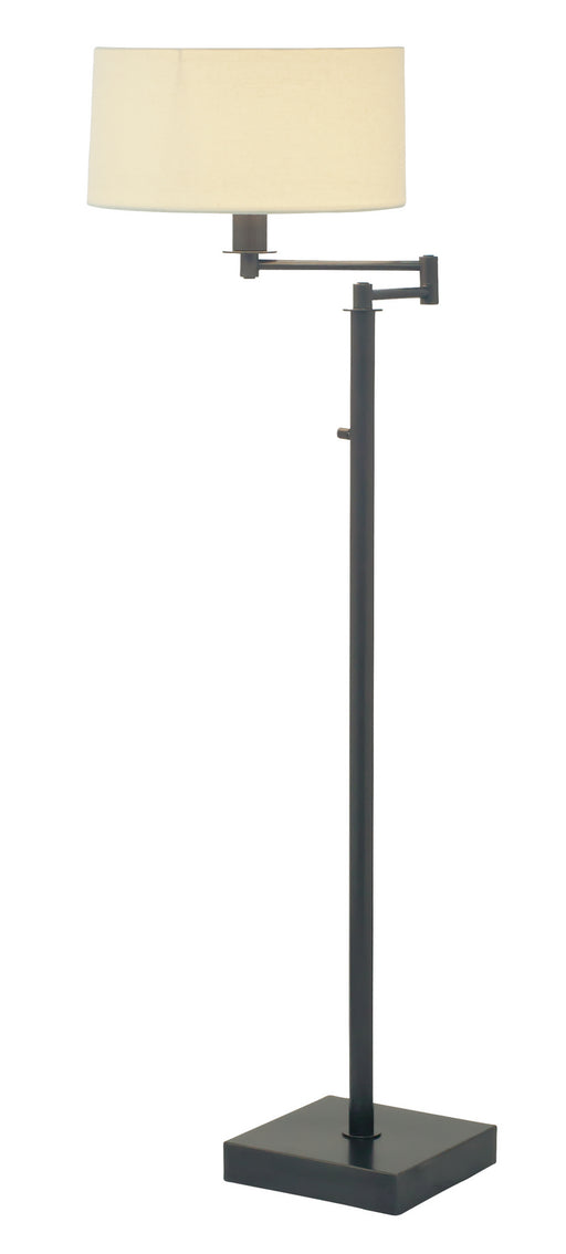 Franklin 60 Inch Oil Rubbed Bronze Swing Arm Floor Lamp with Off-White Linen Hardback