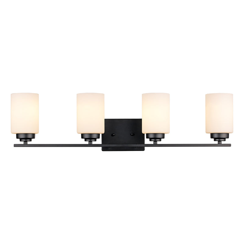 Mod Pod 4-Light 31" Frosted Glass Vanity Light in Black