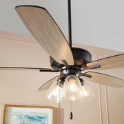 Breeze 52" 5-Blade Ceiling Fan with Light Kit in Textured Black