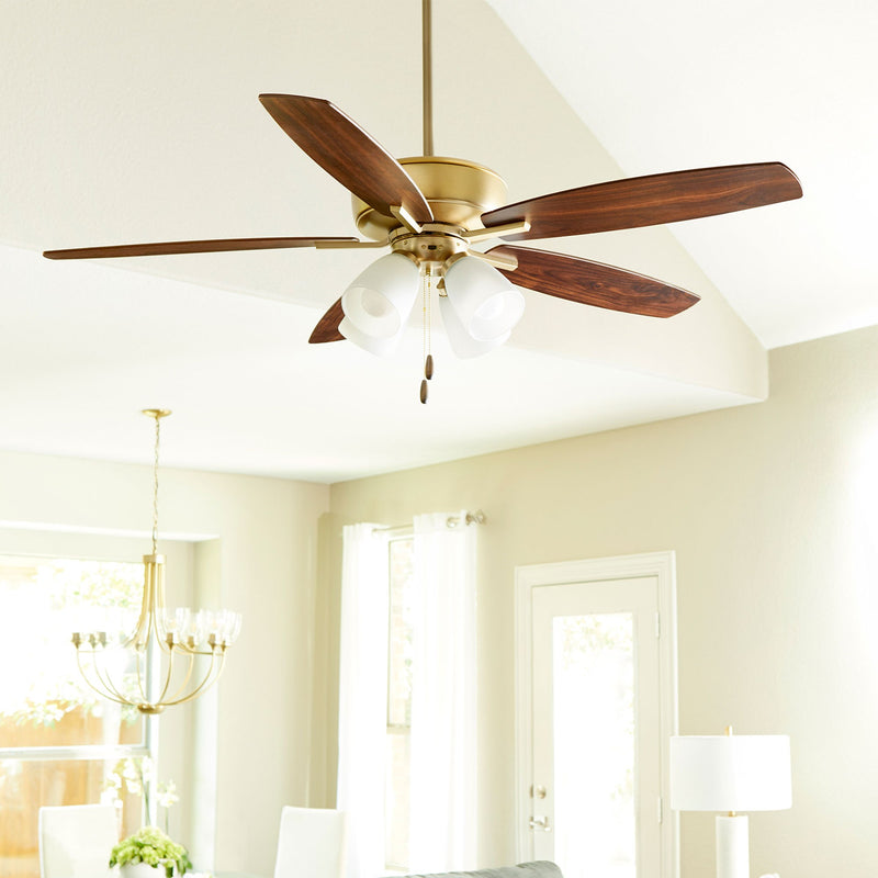 Breeze 52" 5-Blade Ceiling Fan with Light Kit in Aged Brass