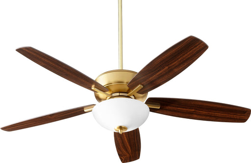 Breeze 52" 5-Blade Ceiling Fan with Opal Bowl Light in Aged Brass