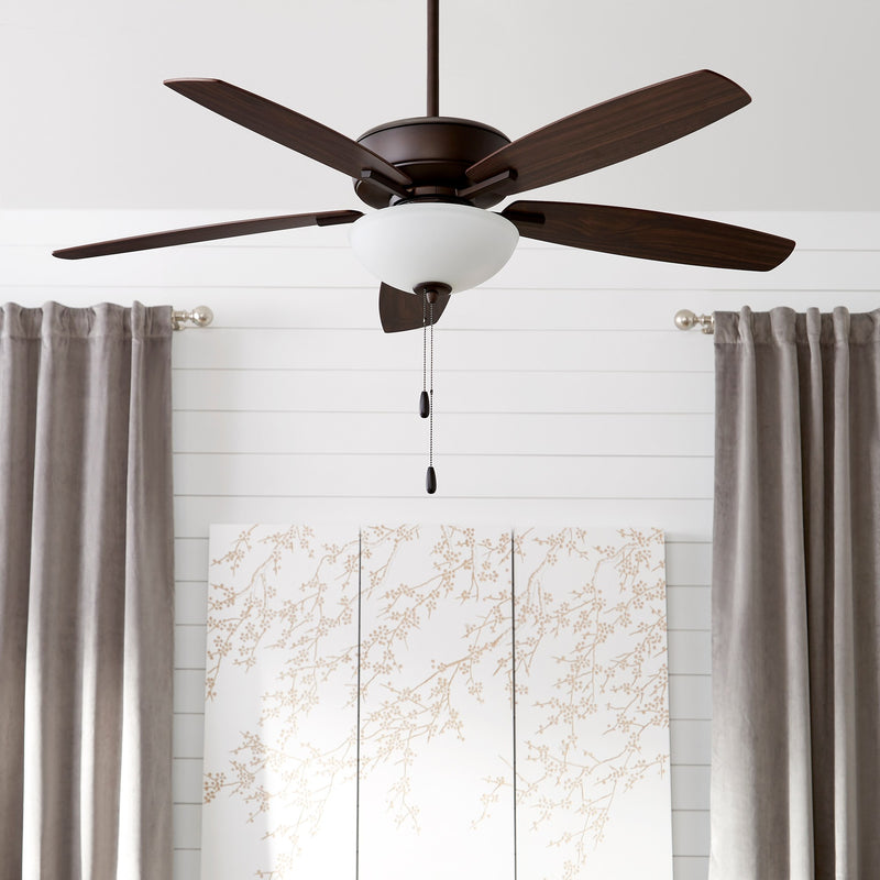 Breeze 52" 5-Blade Ceiling Fan with Opal Bowl Light in Oiled Bronze