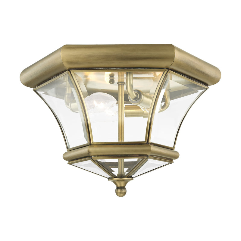 Monterey 3-Light Outdoor Flush Mount in Antique Brass