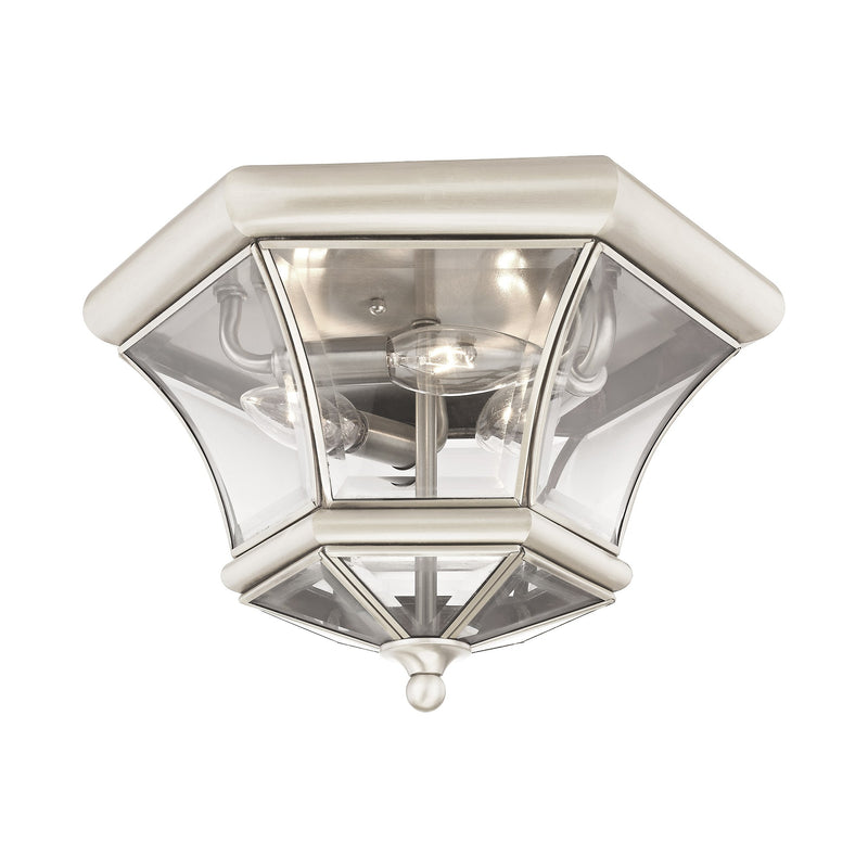 Monterey 3-Light Outdoor Flush Mount in Brushed Nickel