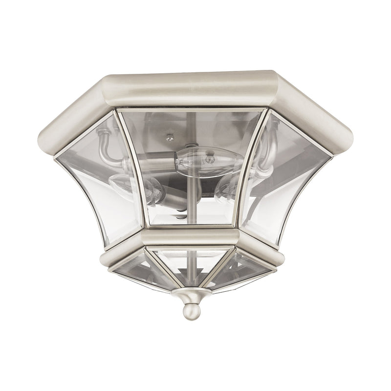 Monterey 3-Light Outdoor Flush Mount in Brushed Nickel