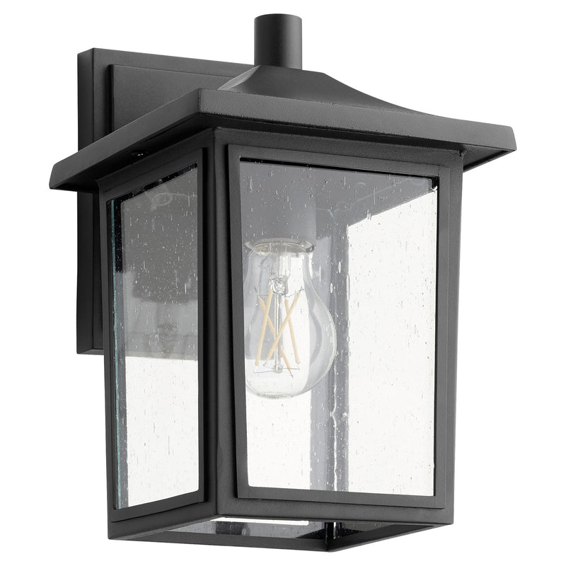 Transitional 11" 1-Light Outdoor Wall Lantern in Textured Black