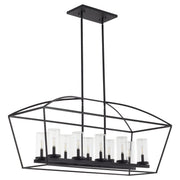 Odeon 10 Light Outdoor Linear Chandelier in Matte Black
