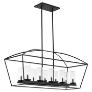 Odeon 10 Light Outdoor Linear Chandelier in Matte Black