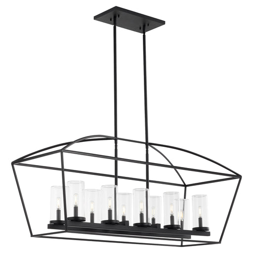Odeon 10 Light Outdoor Linear Chandelier in Matte Black