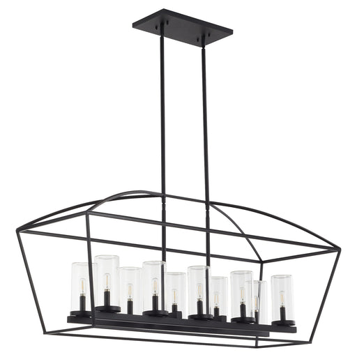 Odeon 10 Light Outdoor Linear Chandelier in Matte Black
