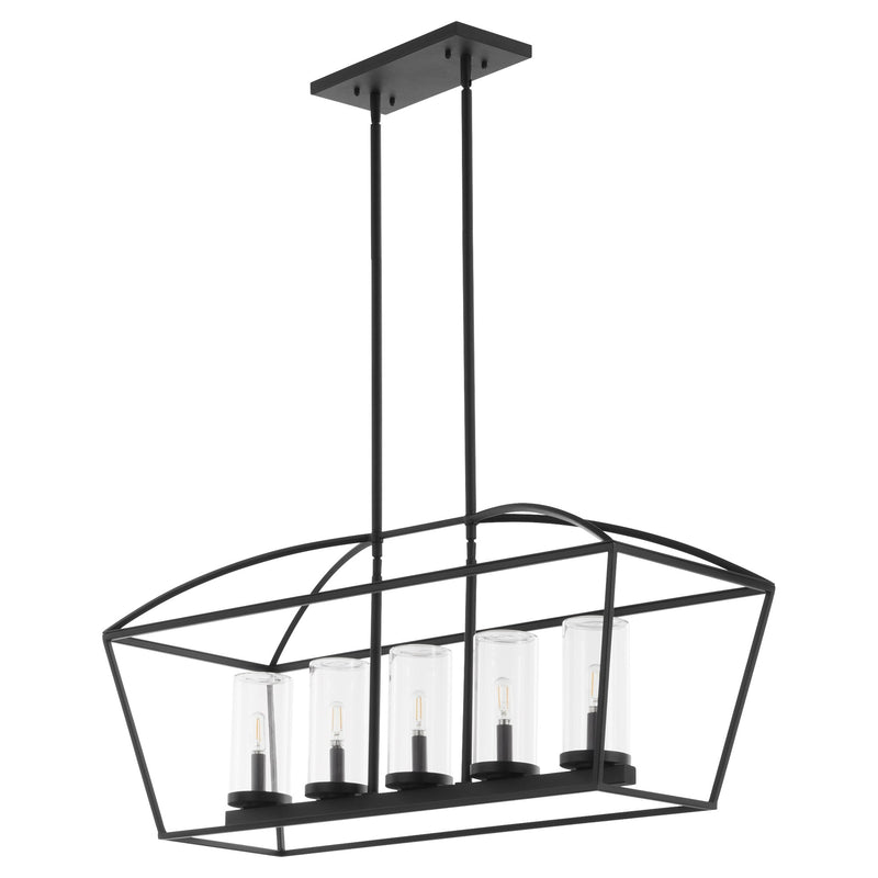 Odeon 5 Light Outdoor Linear Chandelier in Matte Black