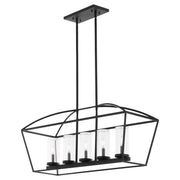 Odeon 5 Light Outdoor Linear Chandelier in Matte Black