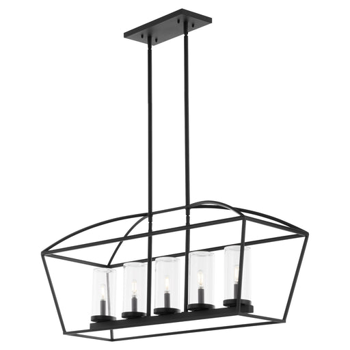 Odeon 5 Light Outdoor Linear Chandelier in Matte Black