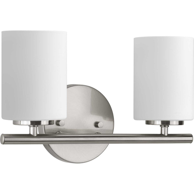Replay 2-Light Etched Glass Bath Vanity Light in Brushed Nickel