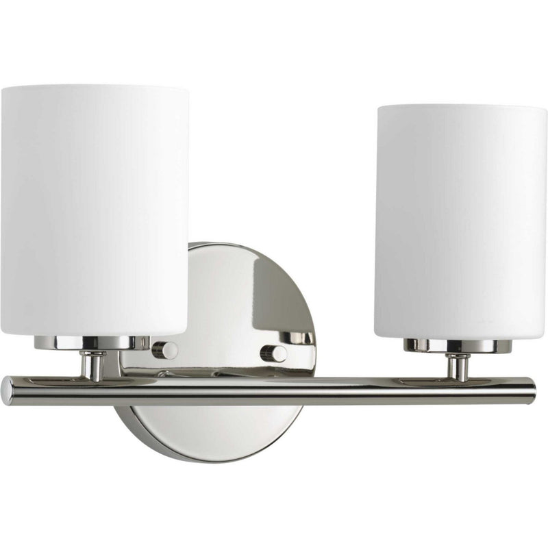 Replay 2-Light Etched Glass Bath Vanity Light in Polished Nickel