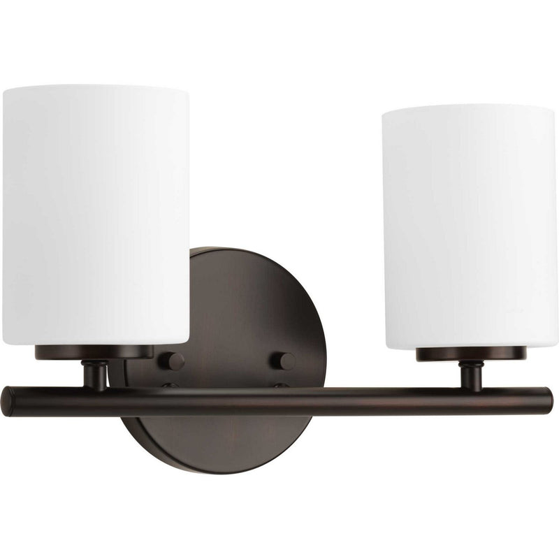 Replay 2-Light Etched Glass Bath Vanity Light in Antique Bronze