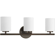 Replay 3-Light Etched Glass Bath Vanity Light in Antique Bronze