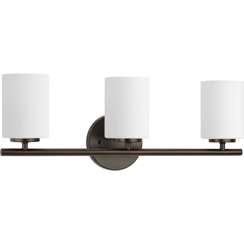 Replay 3-Light Etched Glass Bath Vanity Light in Antique Bronze