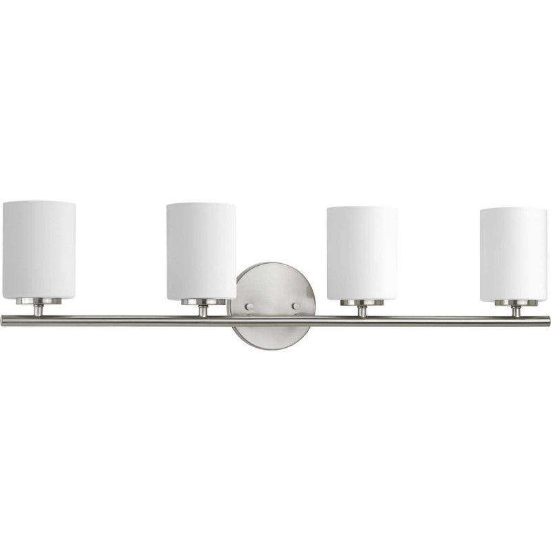 Replay 4-Light Etched Glass Bath Vanity Light in Brushed Nickel