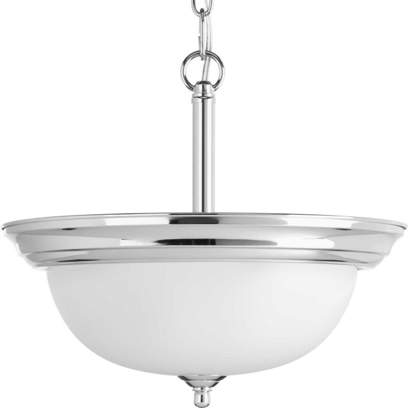 Dome Glass 2-Light Convertible Pendant in Polished Chrome