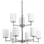Replay 9-Light Etched Glass Chandelier in Polished Nickel