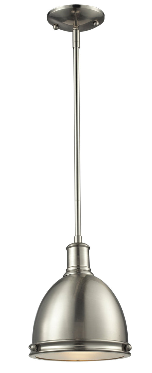 Mason 1 Light 8" Pendant, Glass & Metal Shades in Brushed Nickel Steel